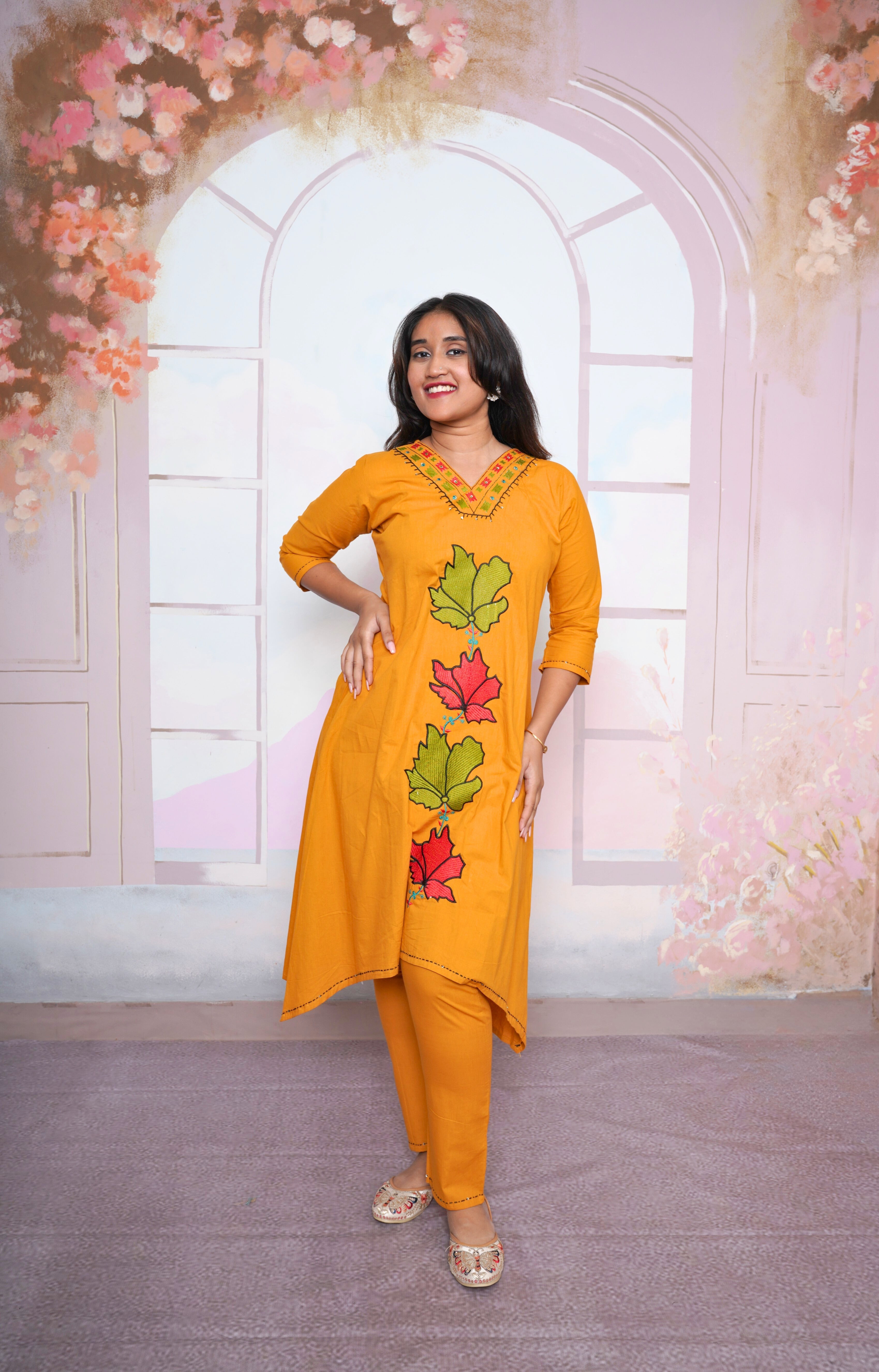 Mustard Embroidered Kurta Set RAADVI