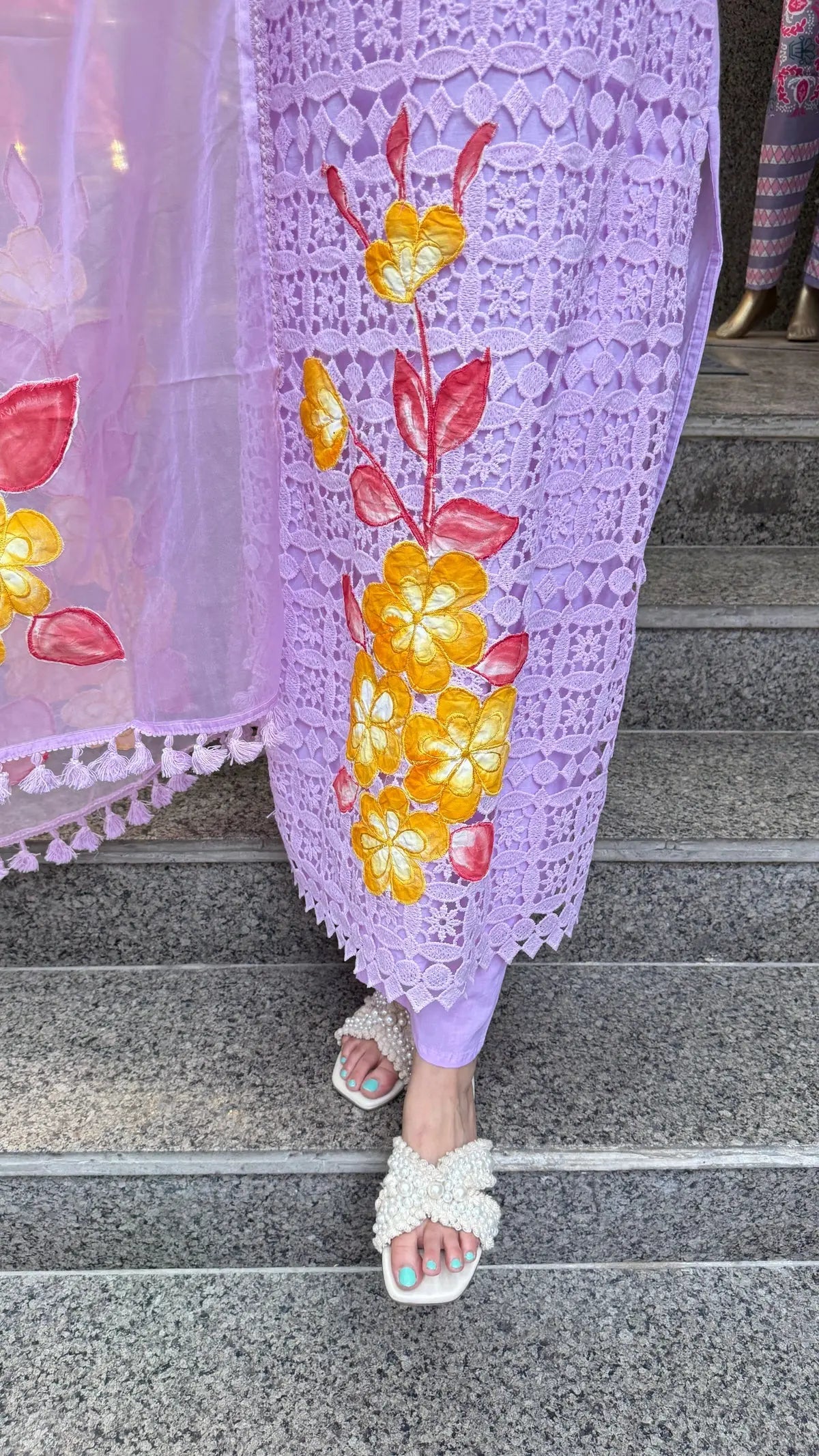 Crochet Floral Lavender Suit RAADVI