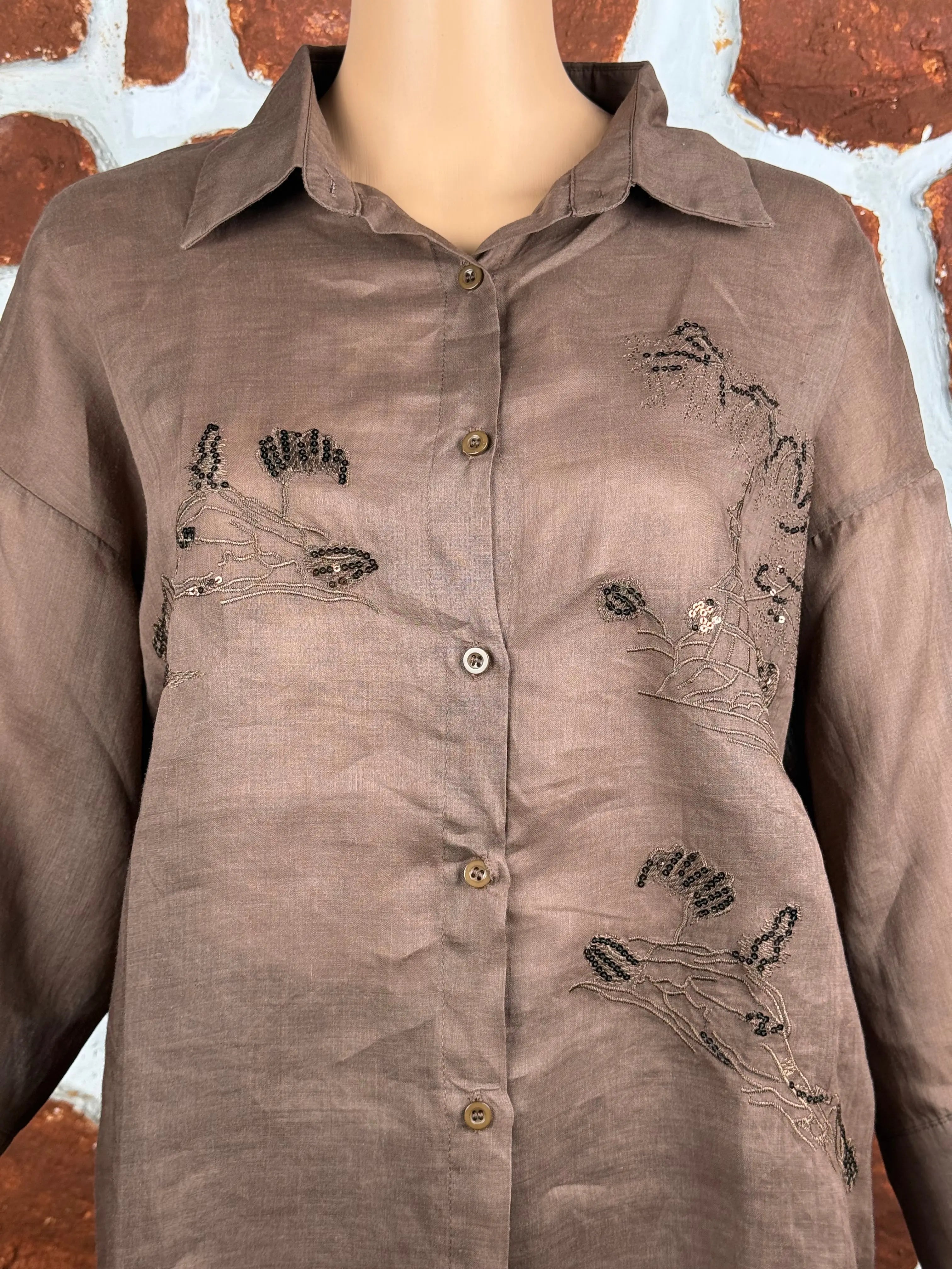 Brown Sequence Shirt RAADVI
