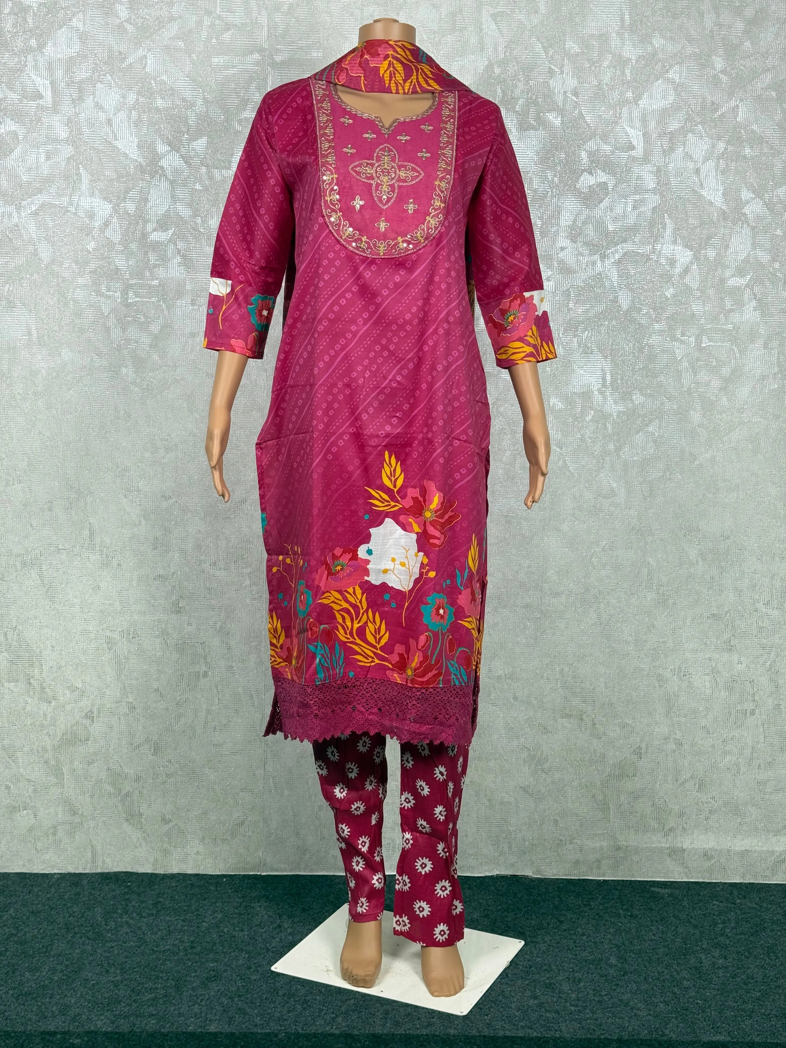 Floral Pink  Cotton Suit RAADVI