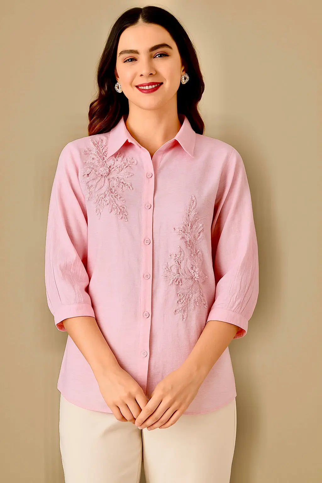 Baby Pink Muslin Top - Embellished RAADVI