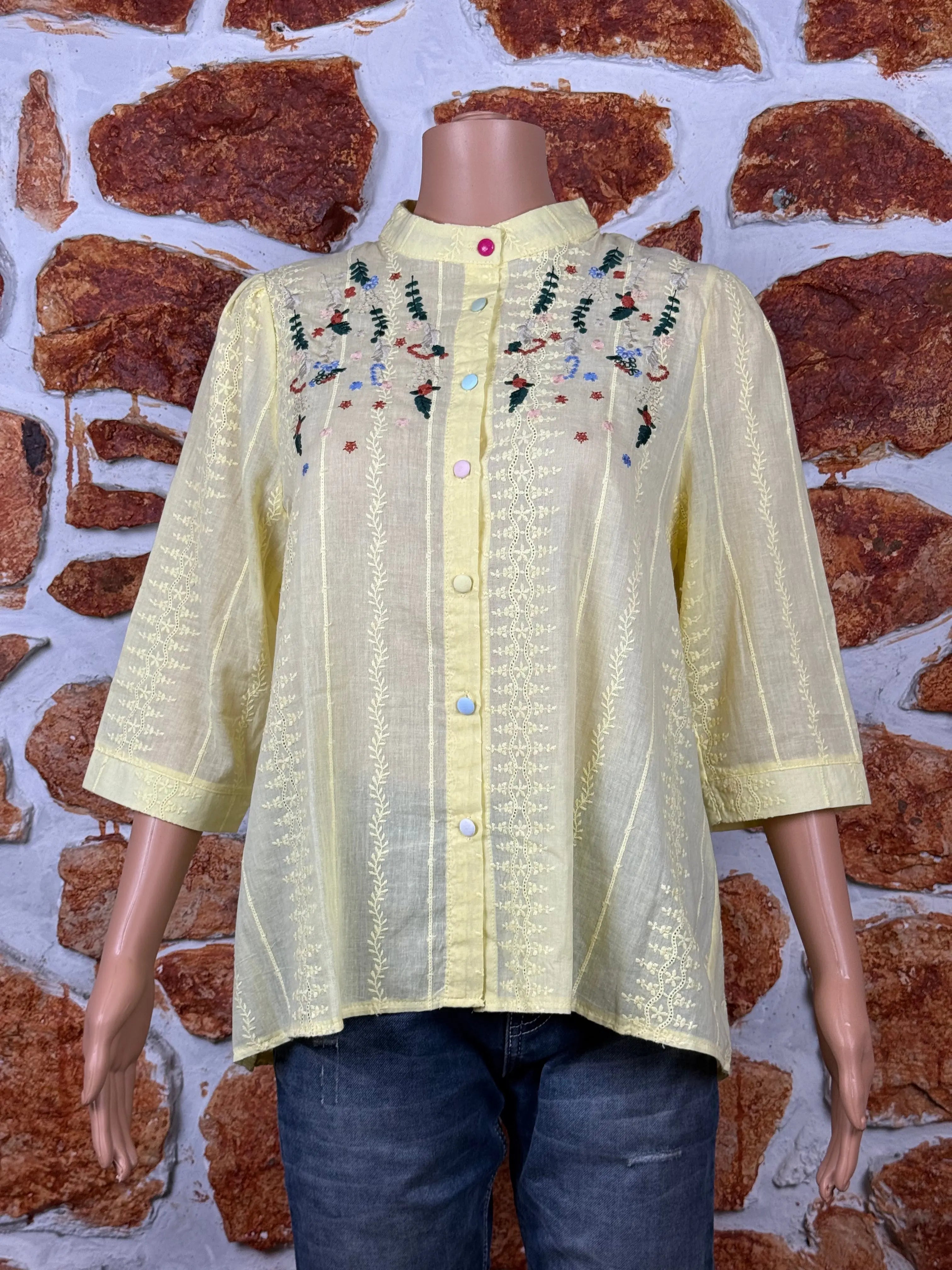 Pastel Yellow Embroidered Shirt RAADVI