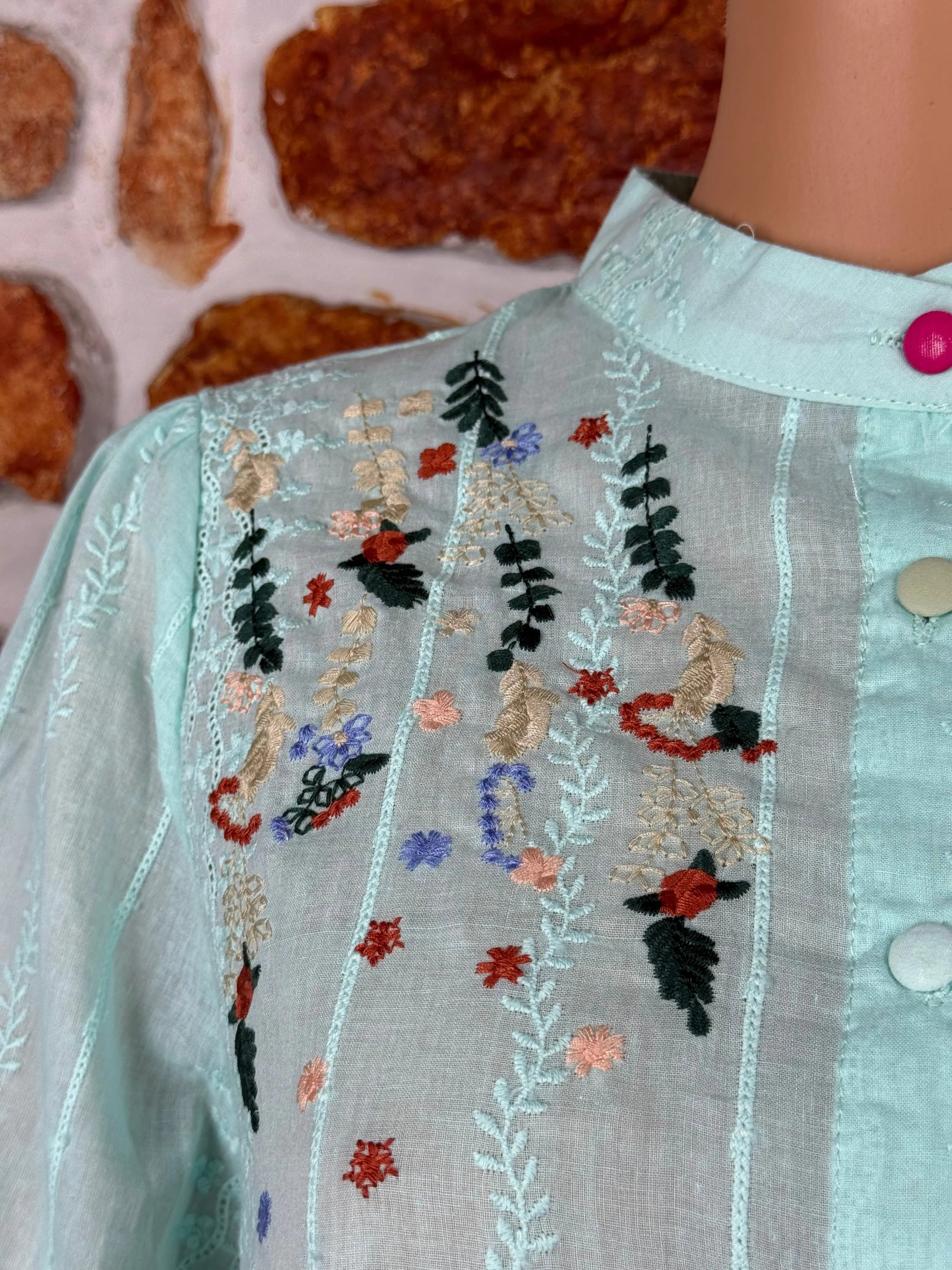 Pastel Blue Embroidered Shirt RAADVI