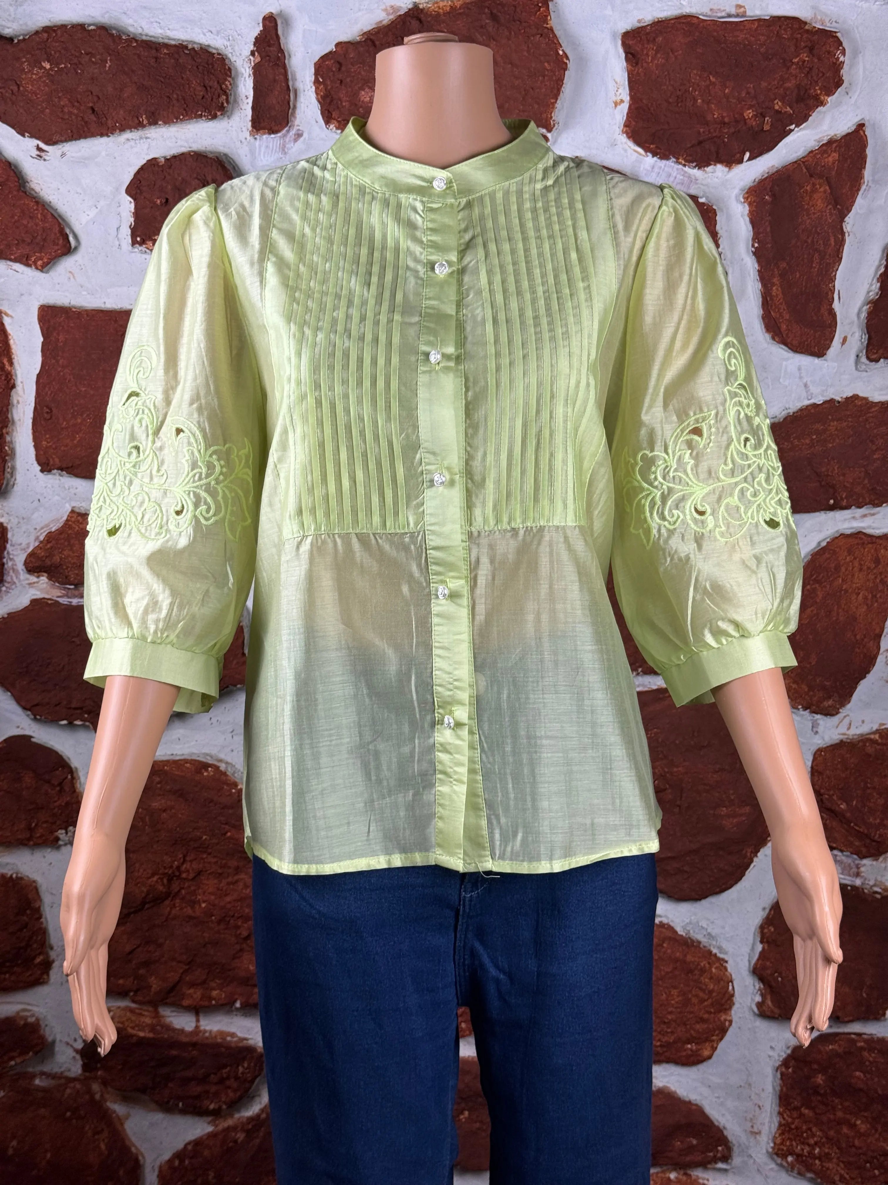 Yellow Crepe Sleeves Shirts RAADVI