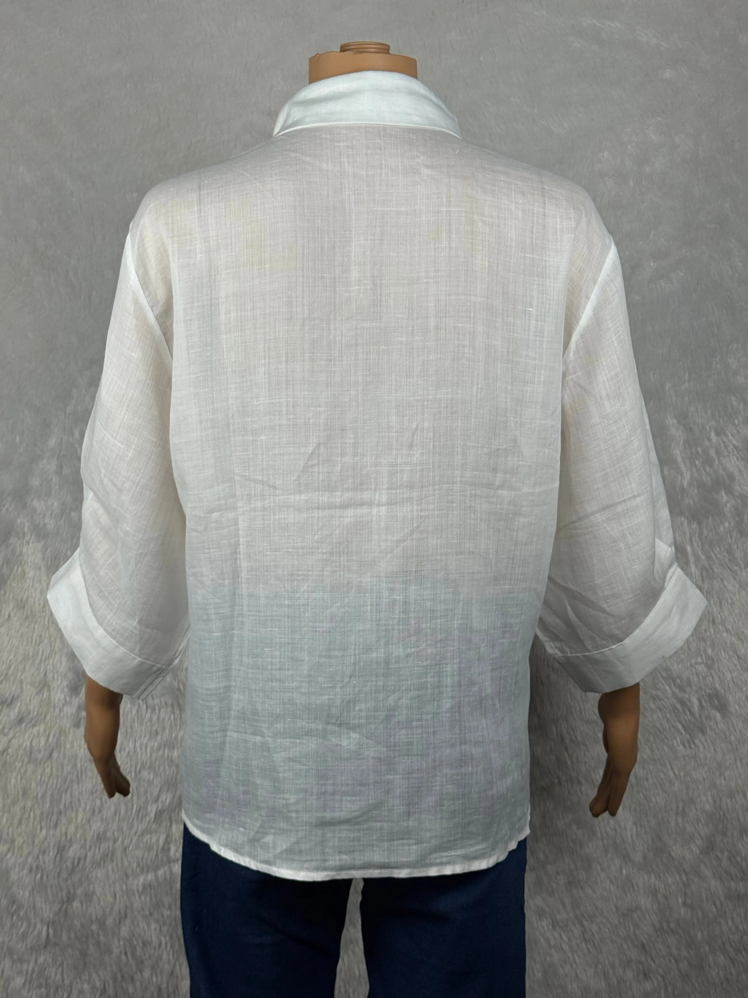 White Embroidered Linen Top RAADVI