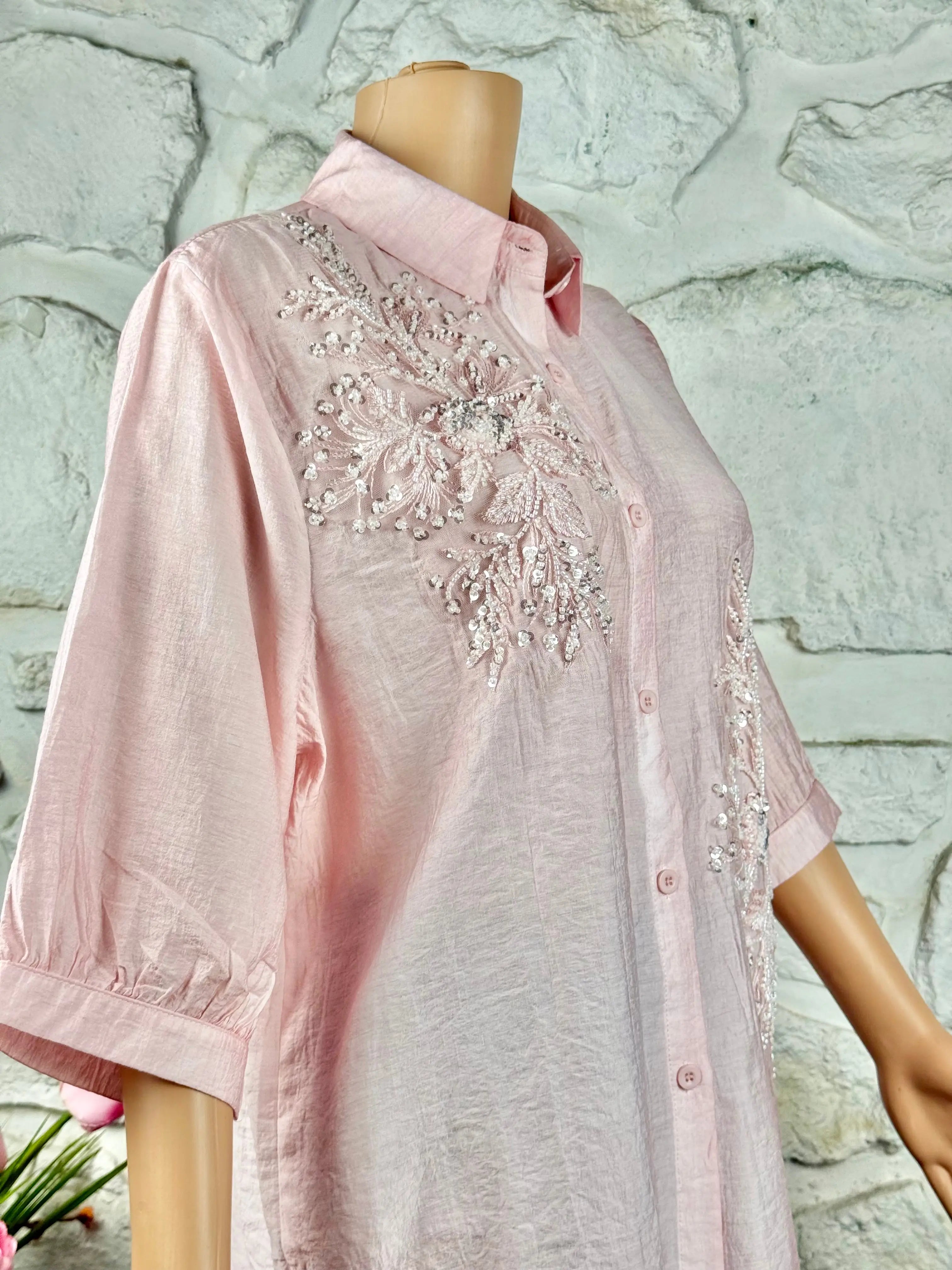 Baby Pink Muslin Top - Embellished RAADVI