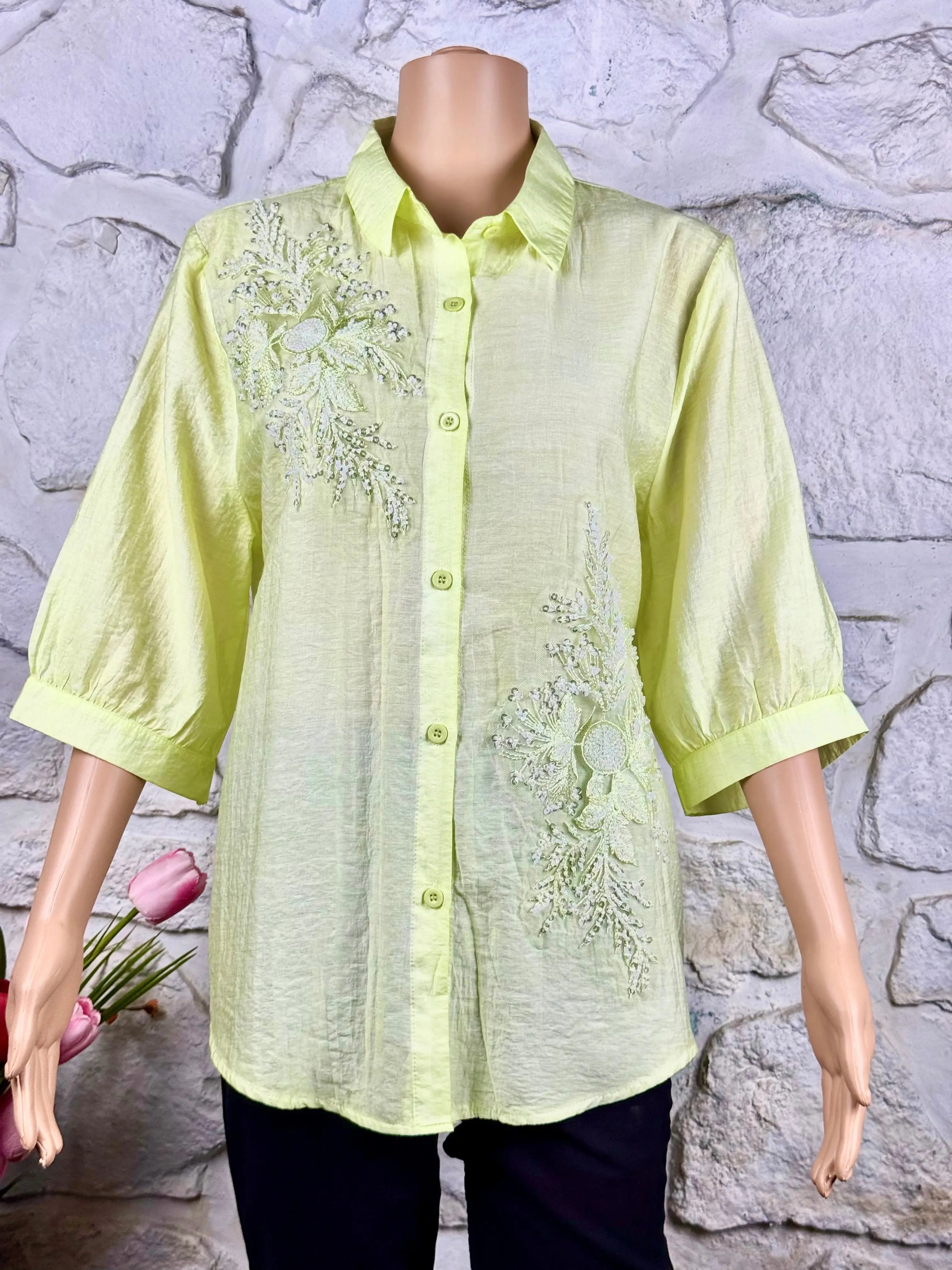 Pastel Green Muslin Top - Embellished RAADVI