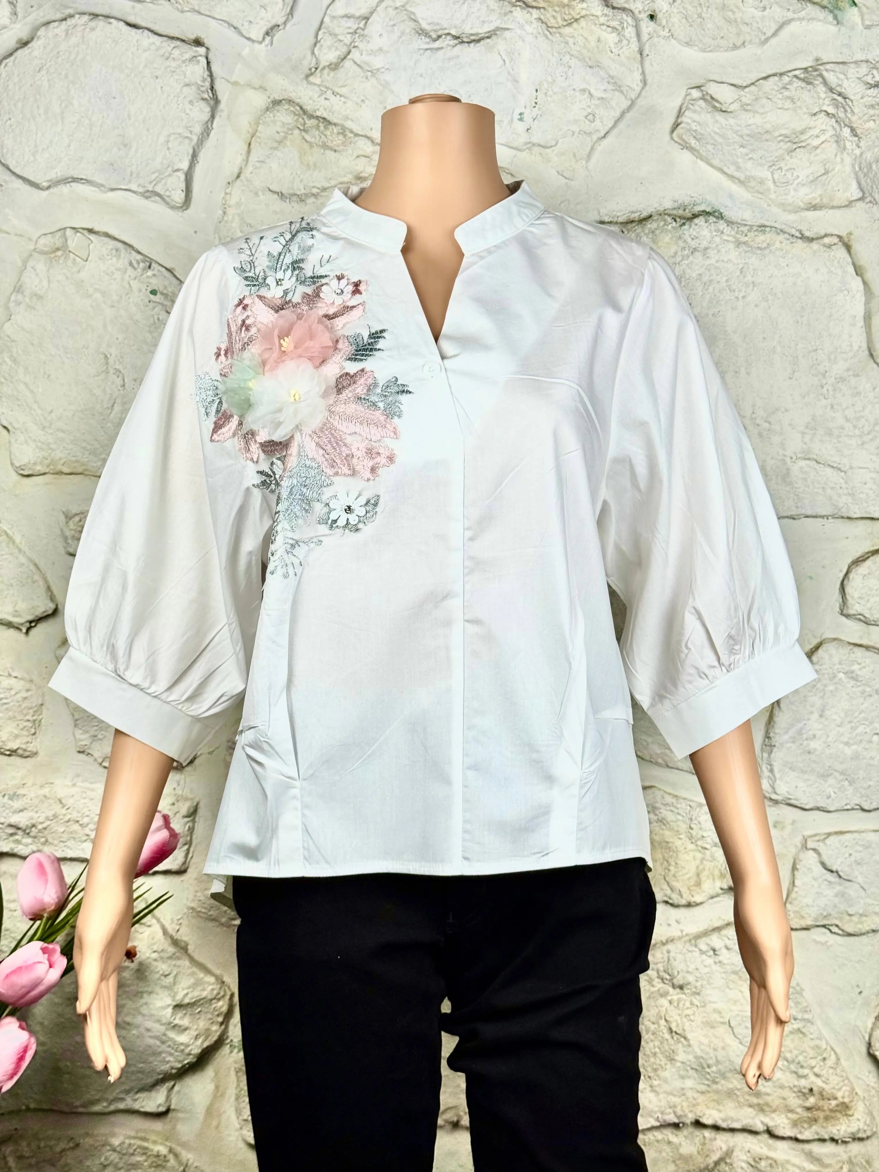 3D Floral White Top RAADVI