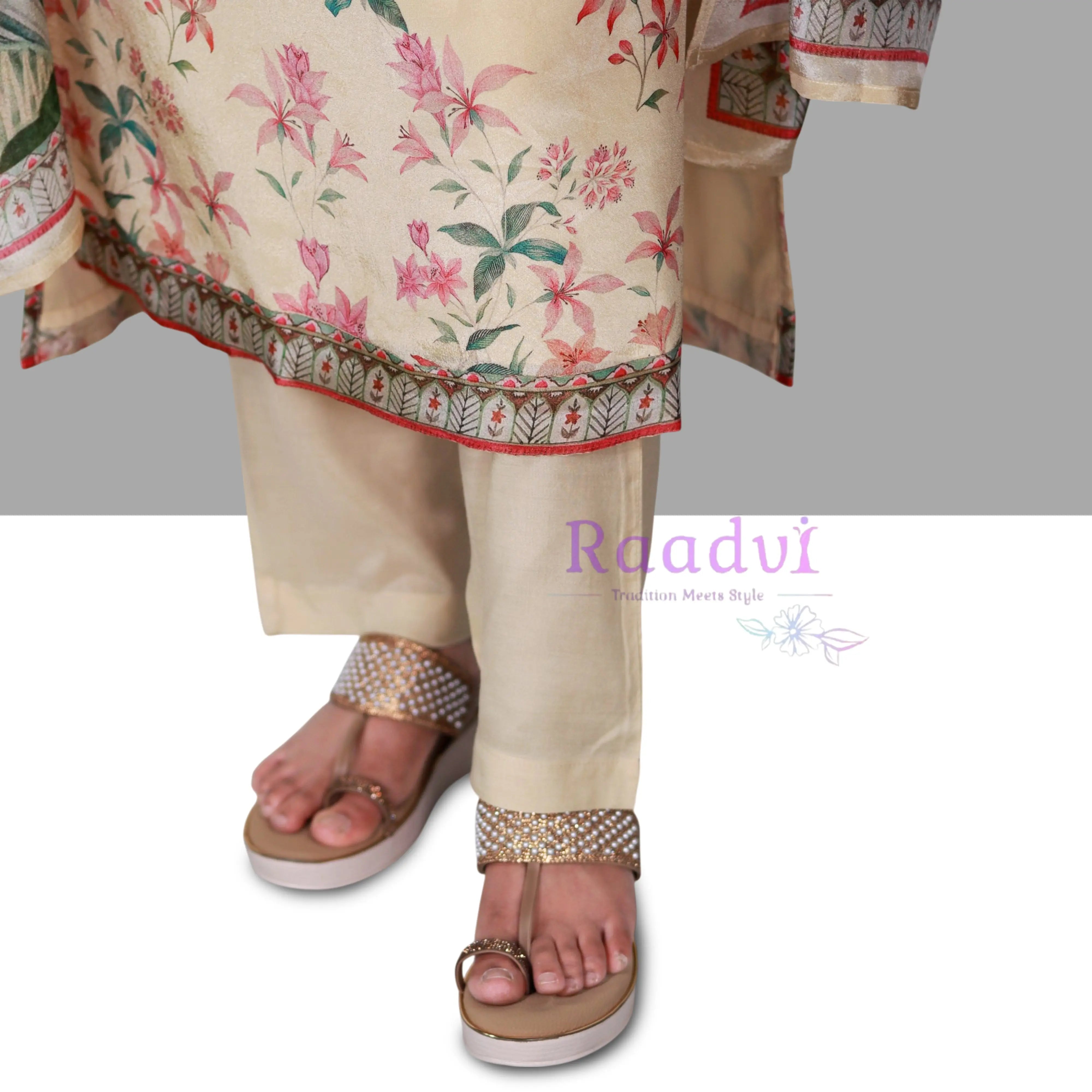 Pure Shimmer Silk Beige Suit RAADVI