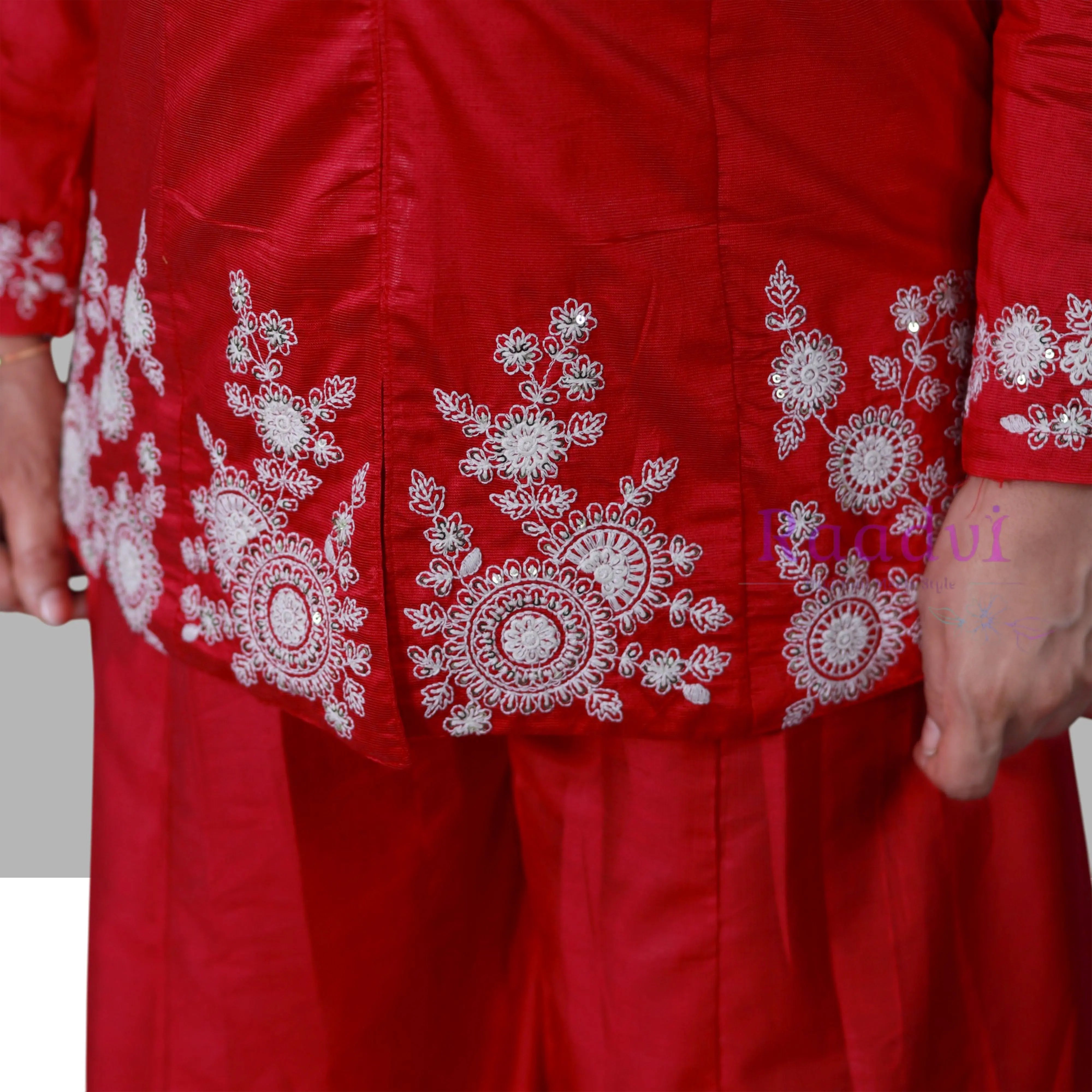 Embroidered Pink  Cotton Silk Coord Set RAADVI