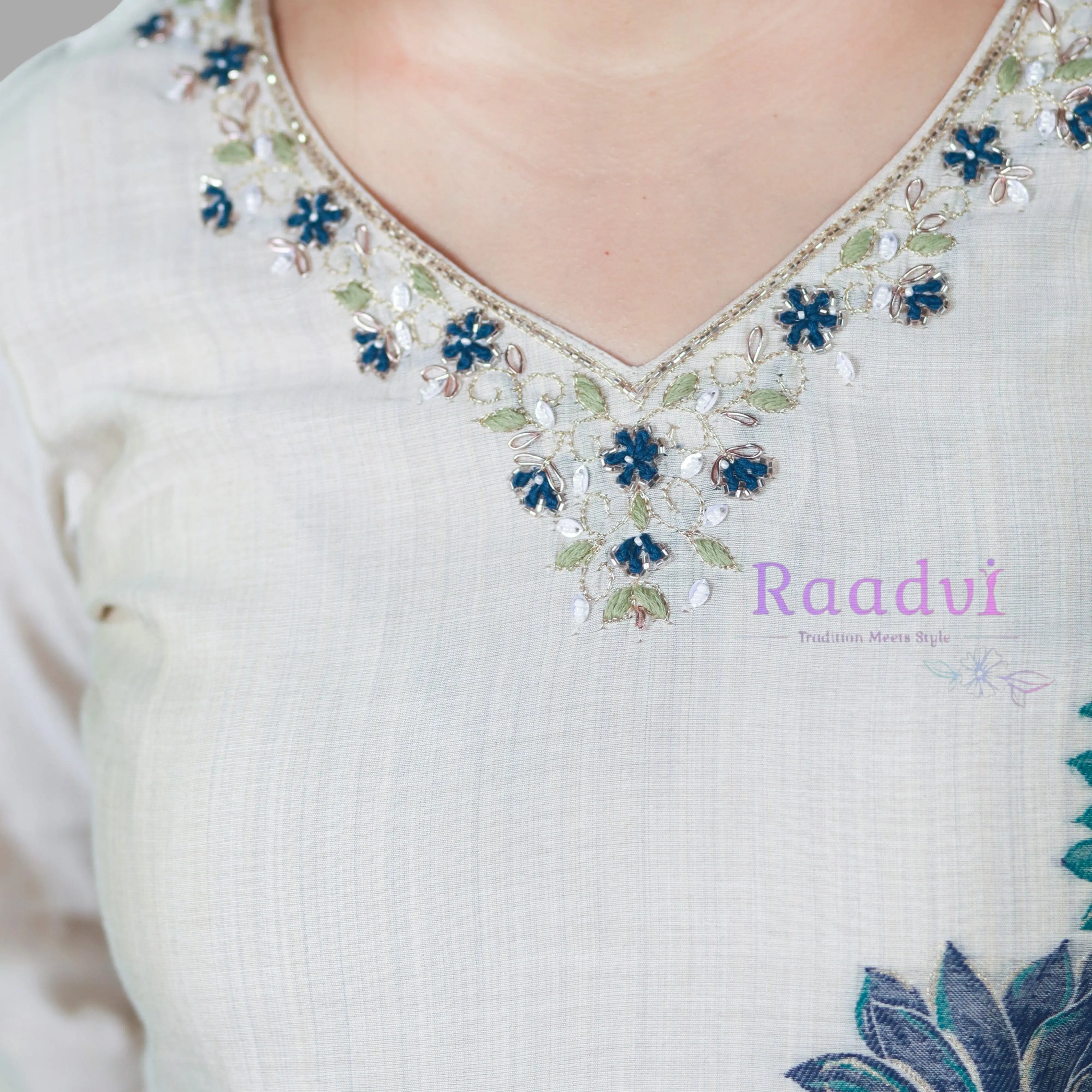 Embroidered Gray Mul Cotton Suit RAADVI