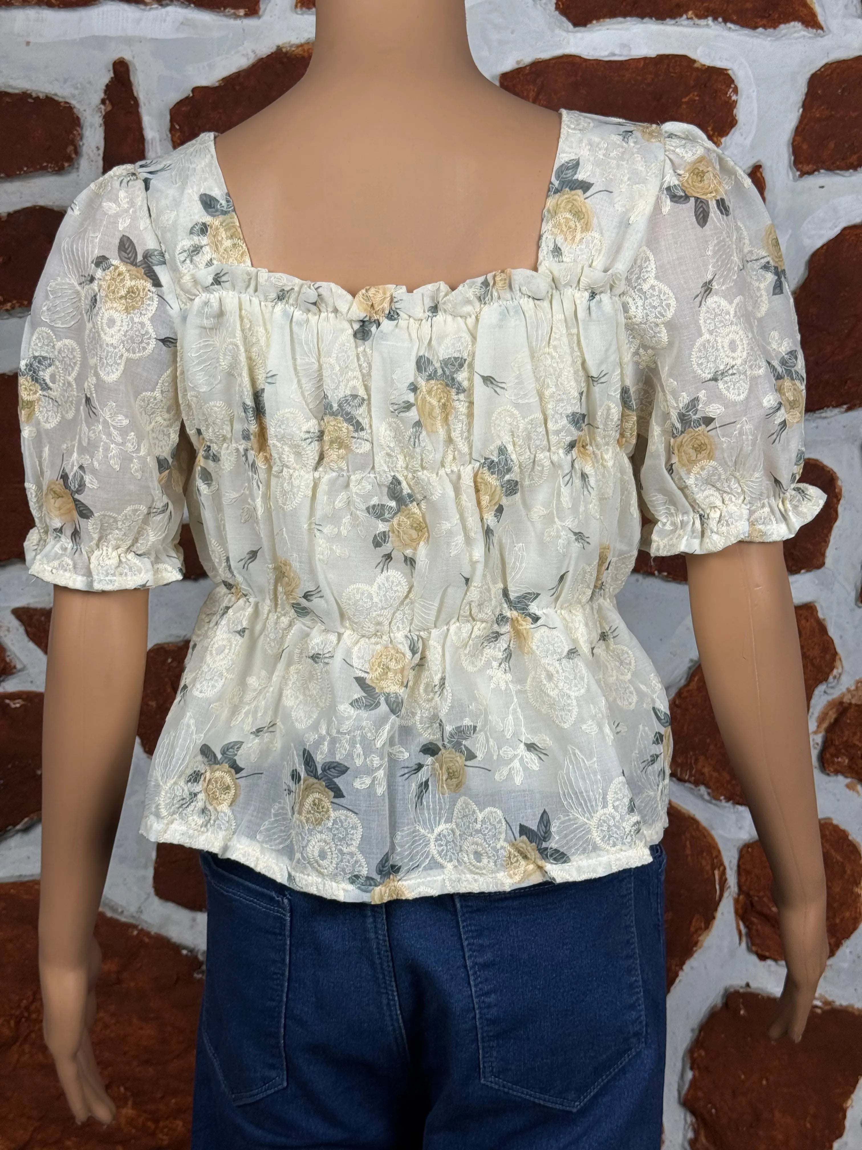 Embellished Floral Green Top RAADVI