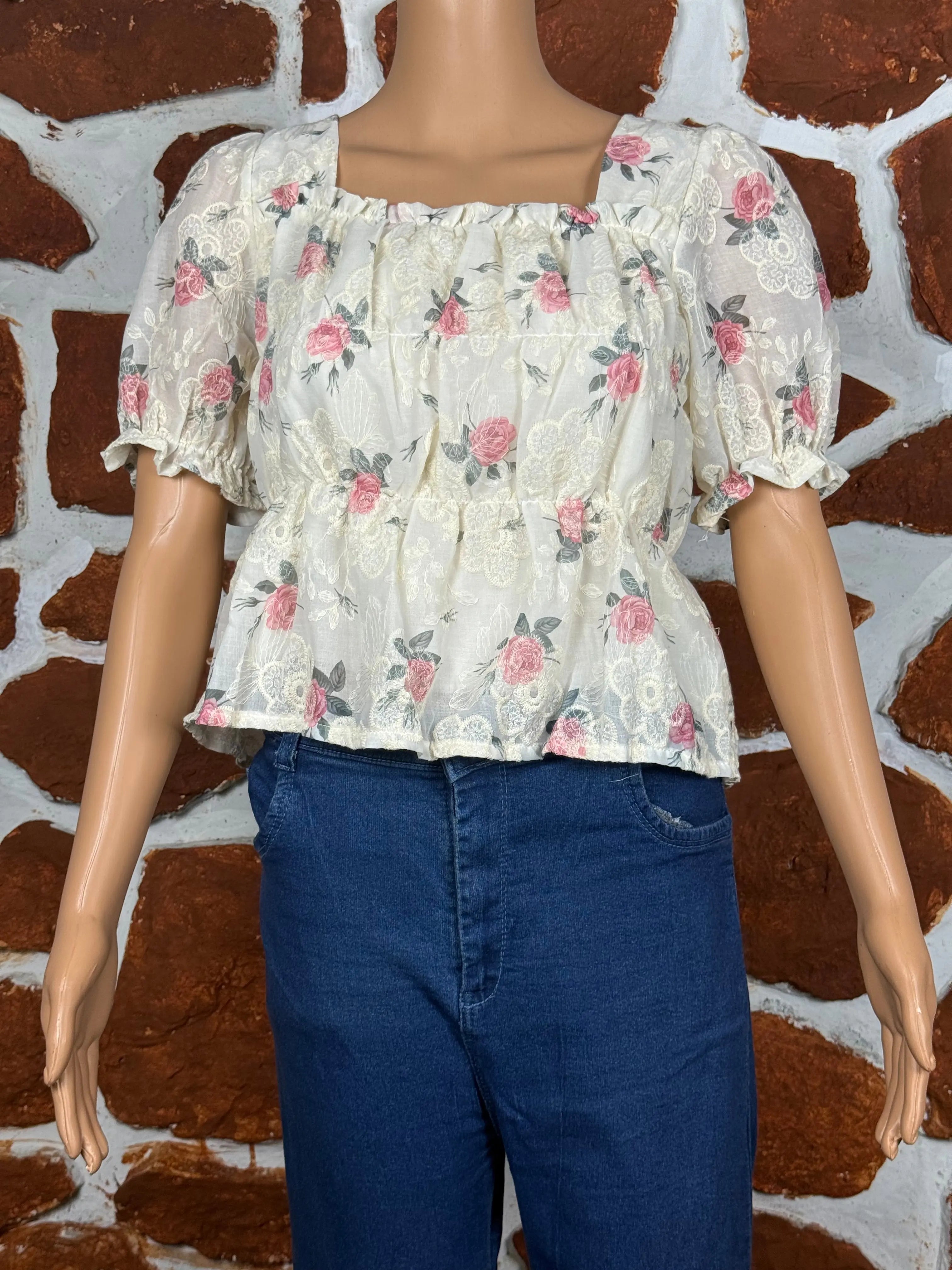 Embellished Floral White Top RAADVI