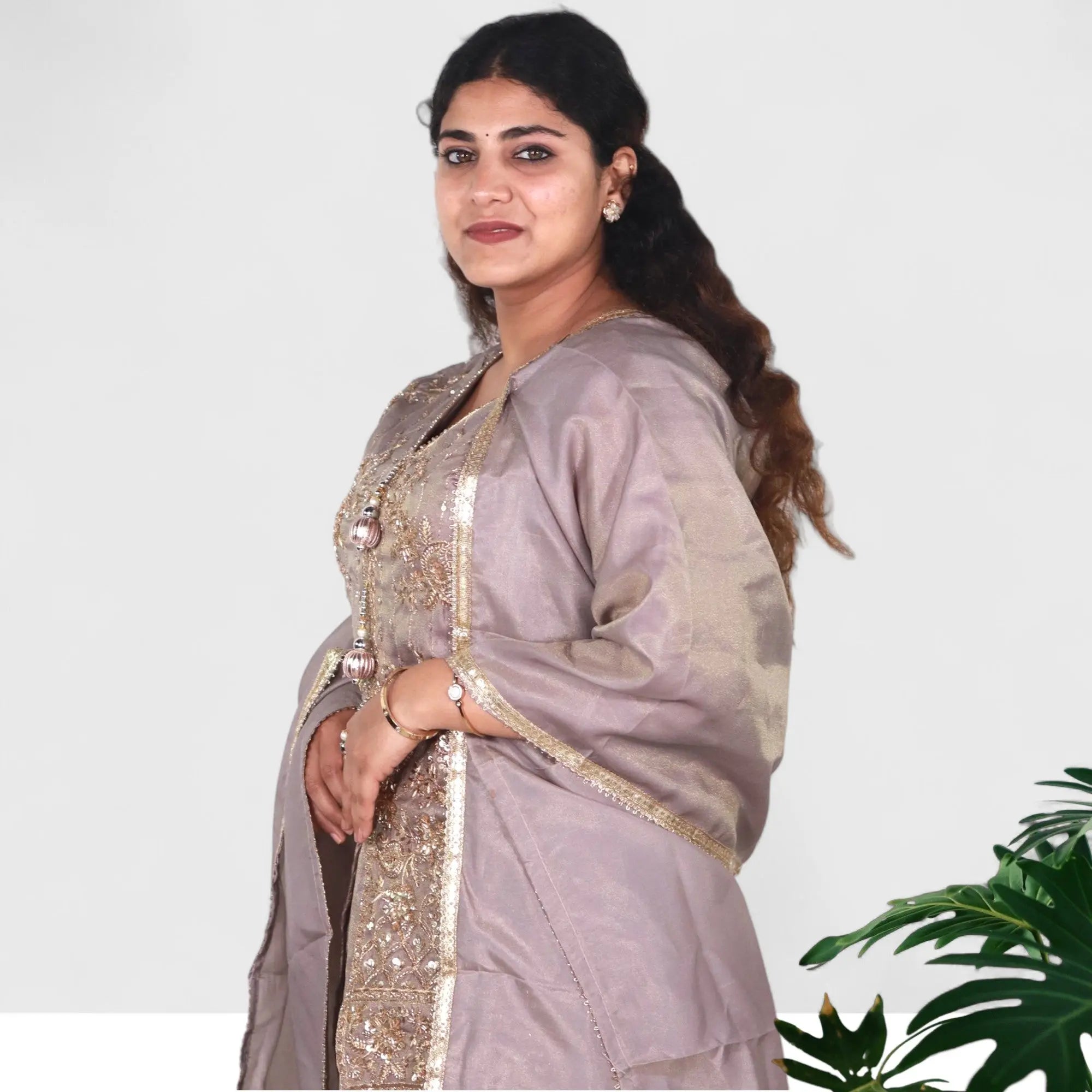 Embroidered Grey Palazzo Suit Set RAADVI
