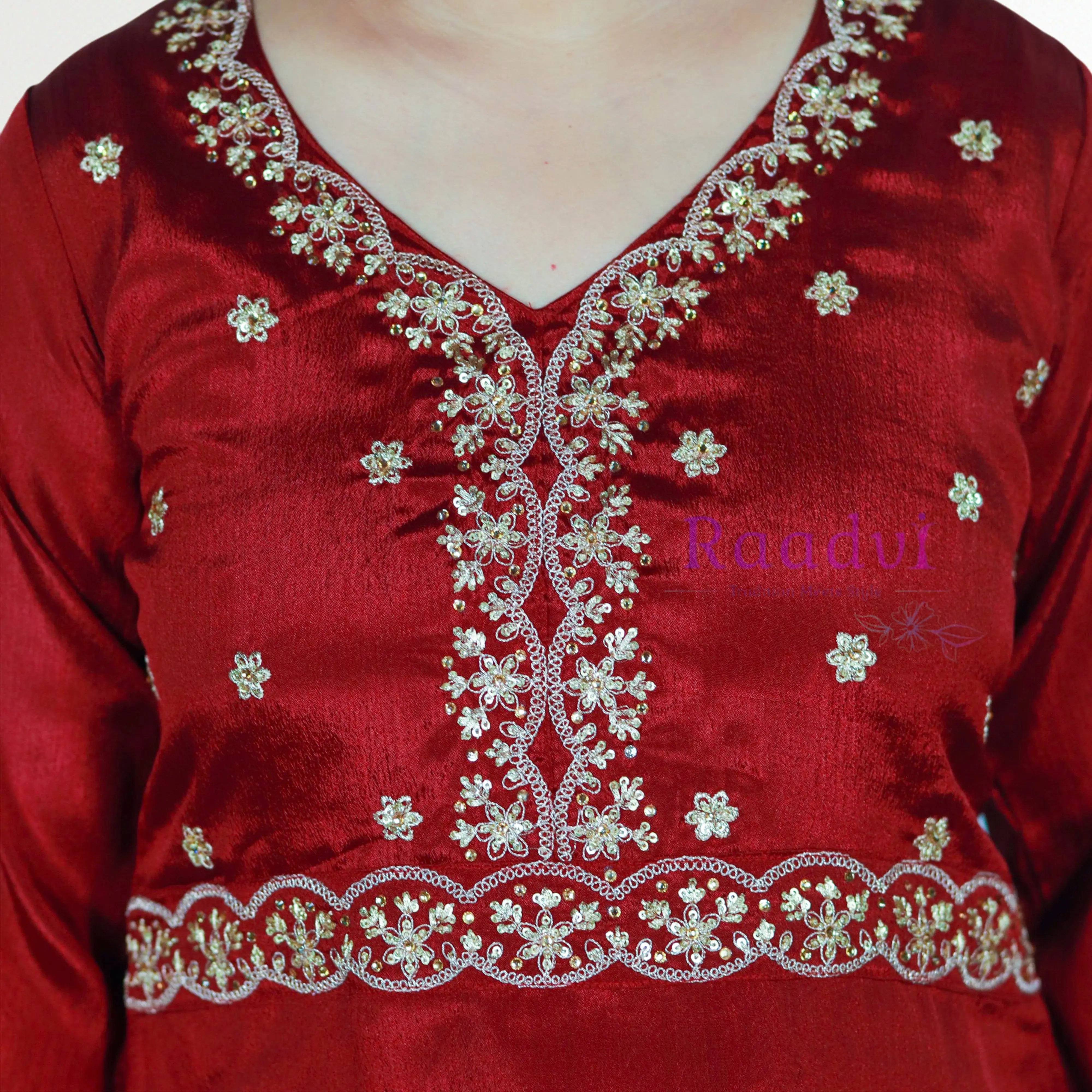 Brick Red Embroidered Co-Ord Set RAADVI