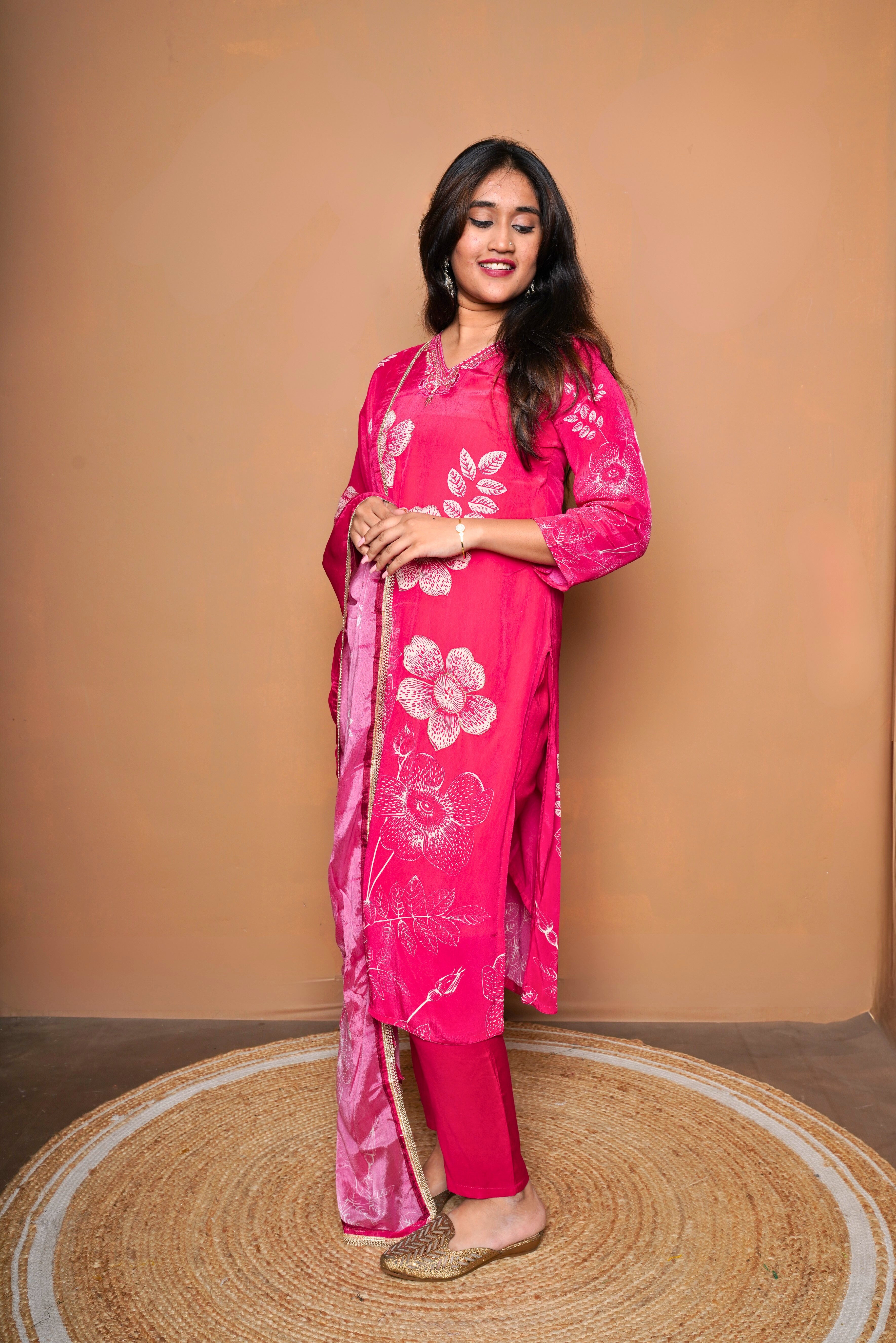 Dark Pink Embroidered Suit RAADVI
