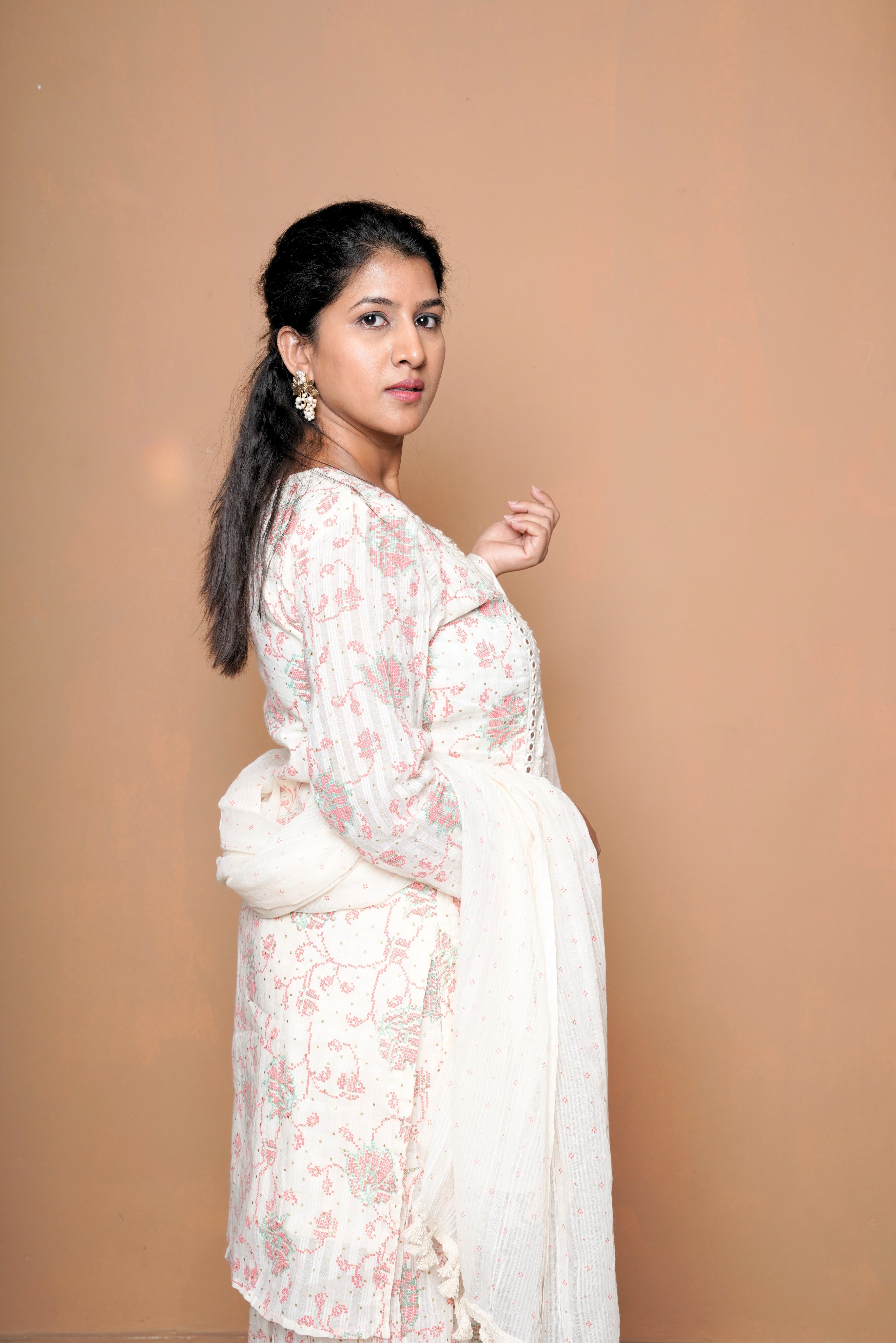 Embellished Pink Pure Cotton Kurta Palazzo Suit RAADVI