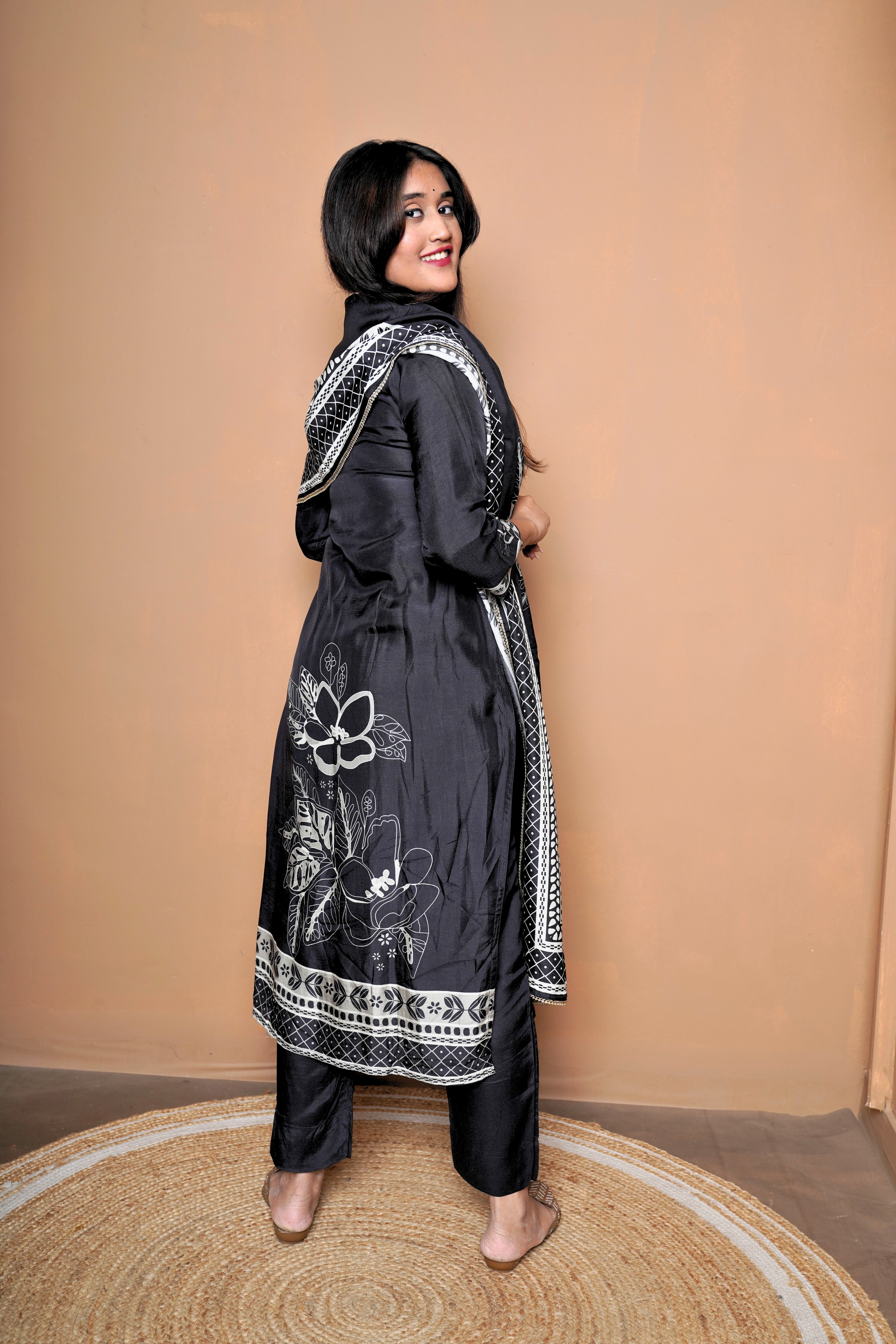 Zardozi Handwork Floral Natural Crepe Suit RAADVI