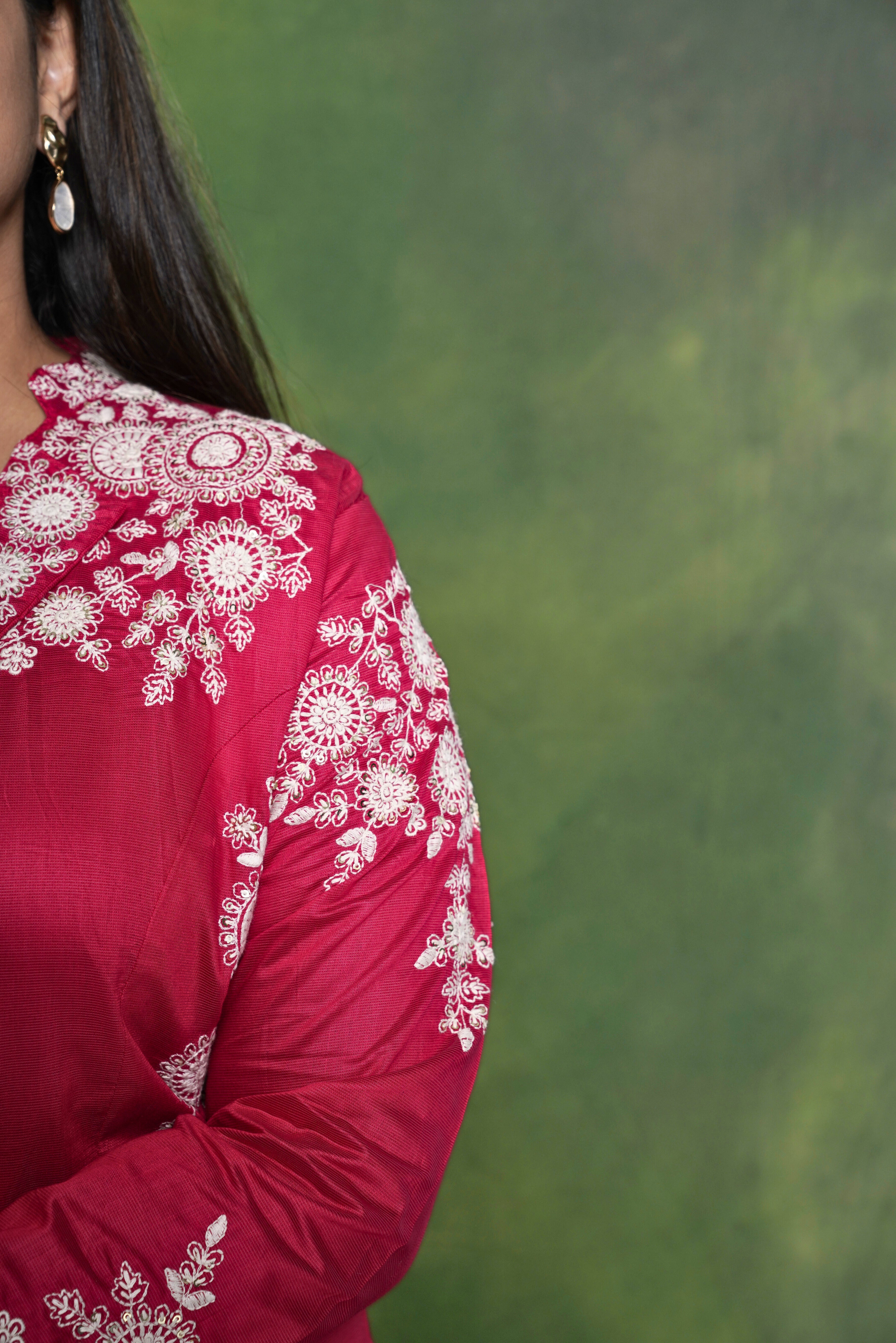 Embroidered Pink  Cotton Silk Coord Set RAADVI