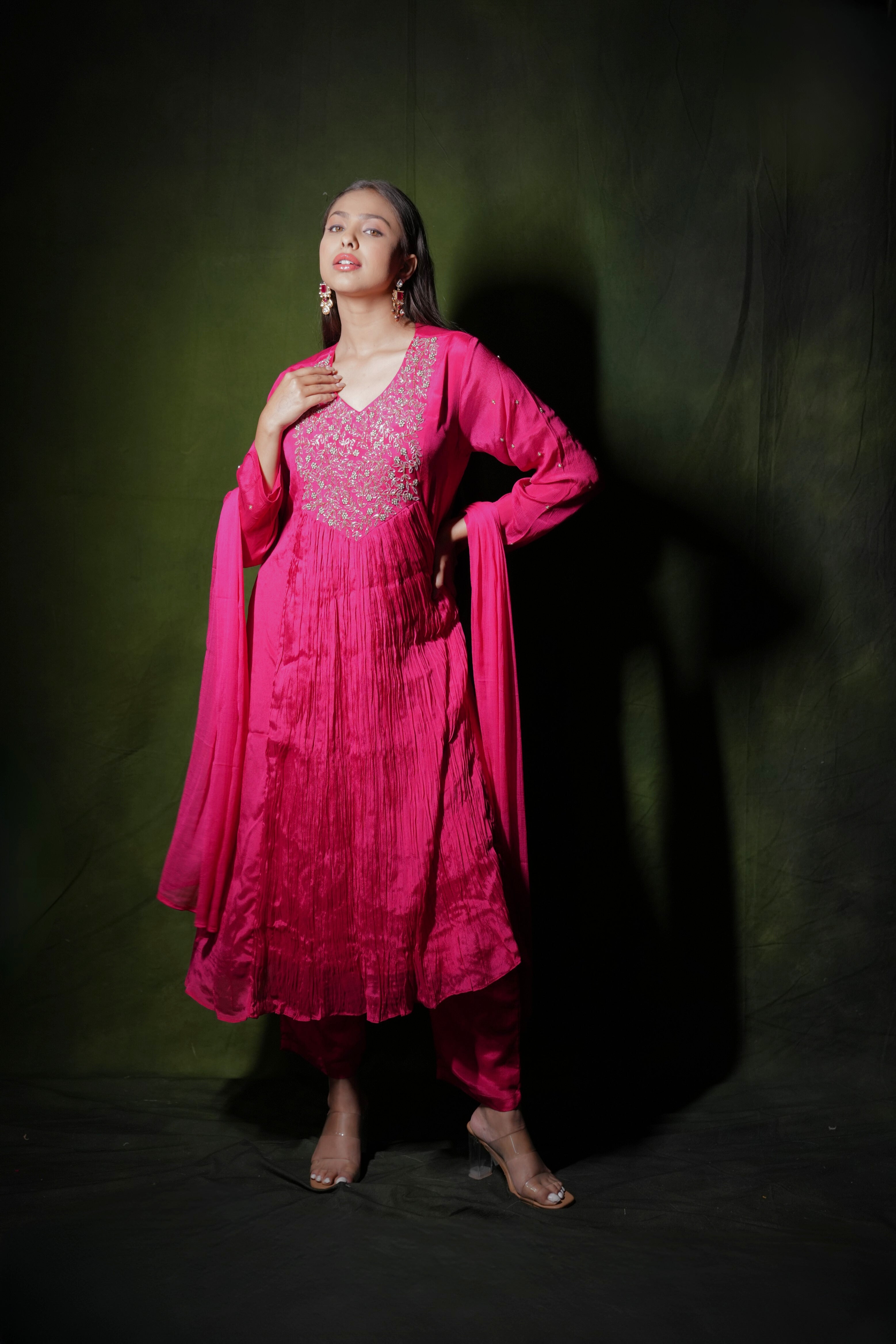 Embellished Pure Georgette Pink Suit RAADVI