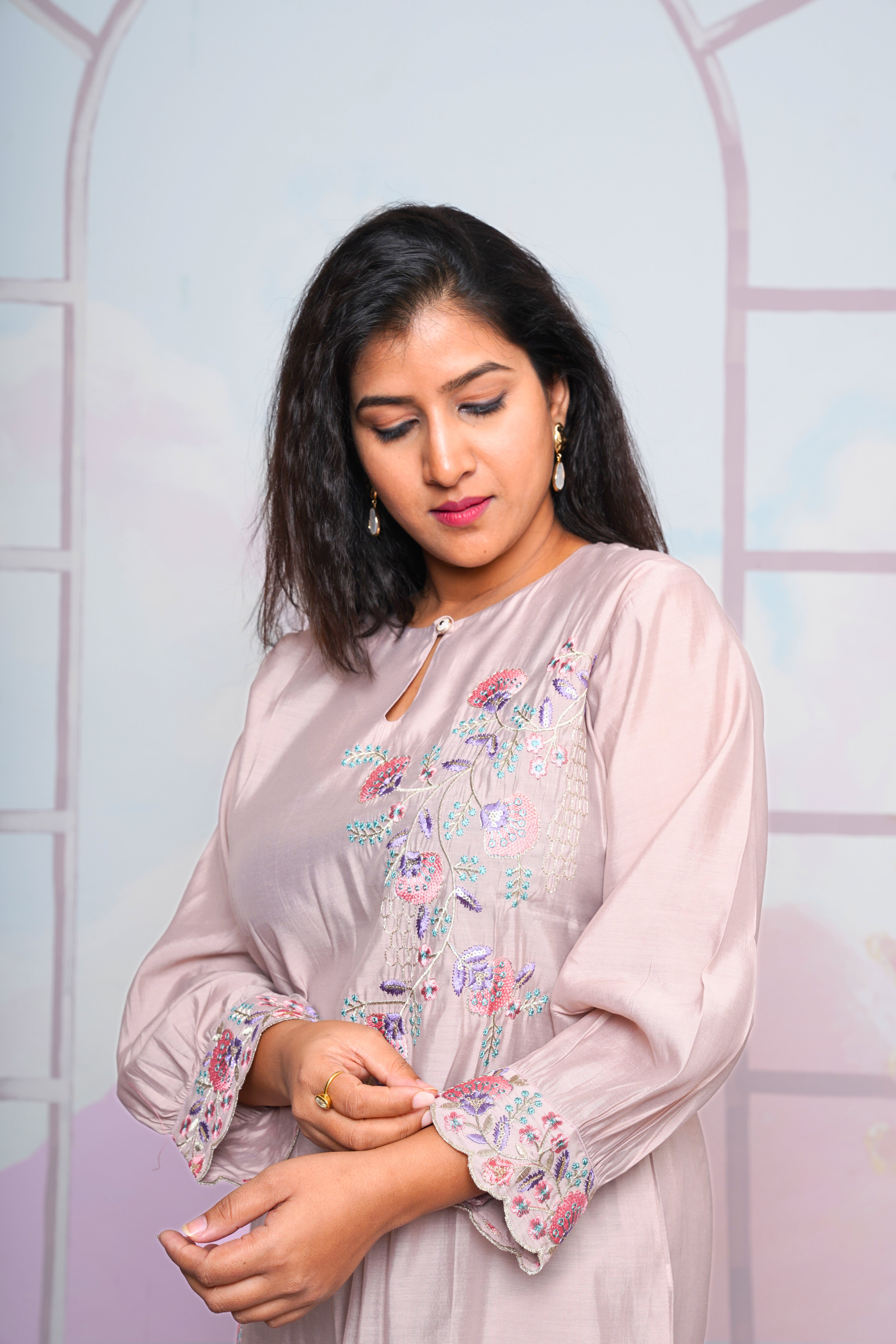 Beige Rayon Silk Co-ord Set RAADVI