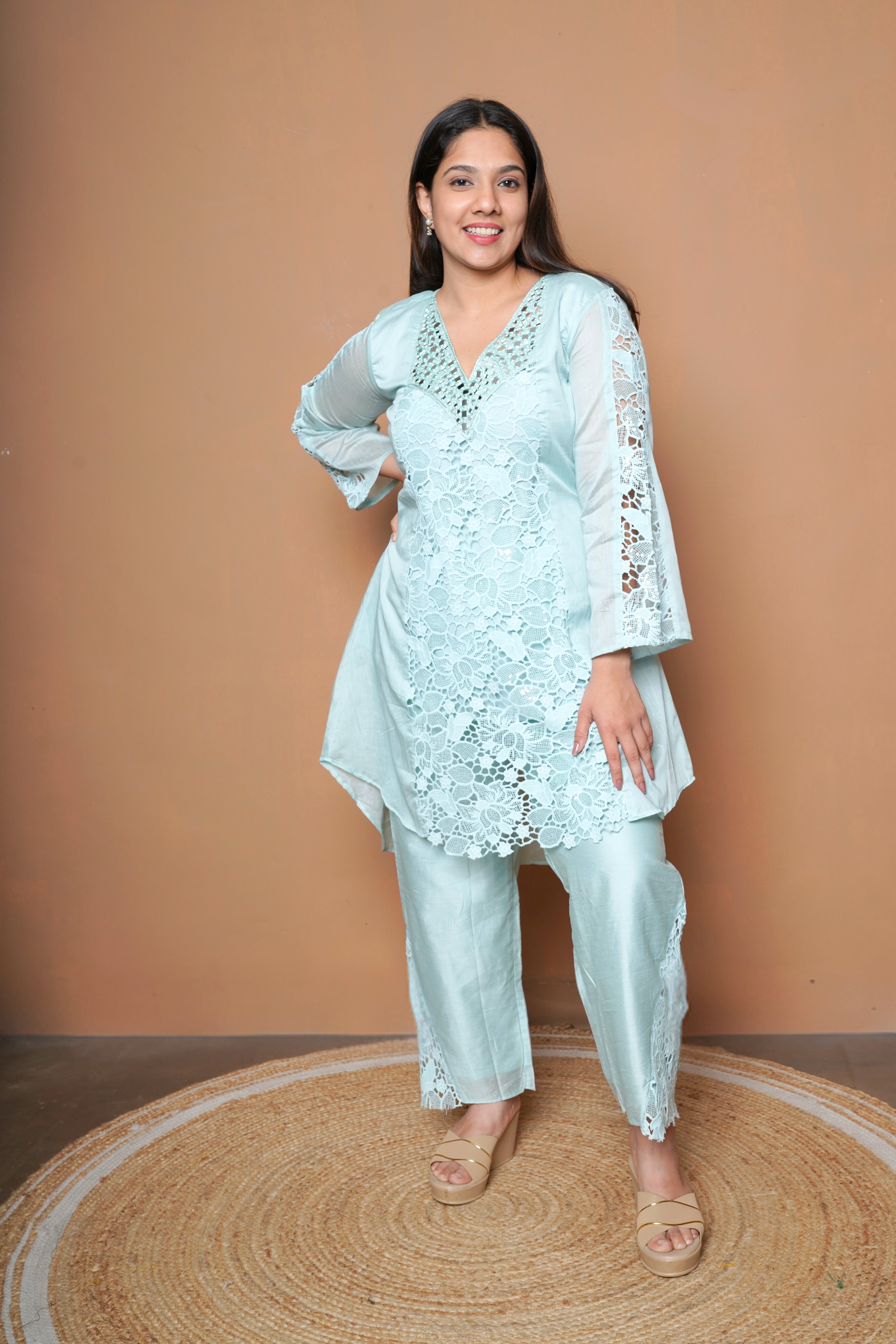 Laser Cut Work Cotton Kurta Set RAADVI