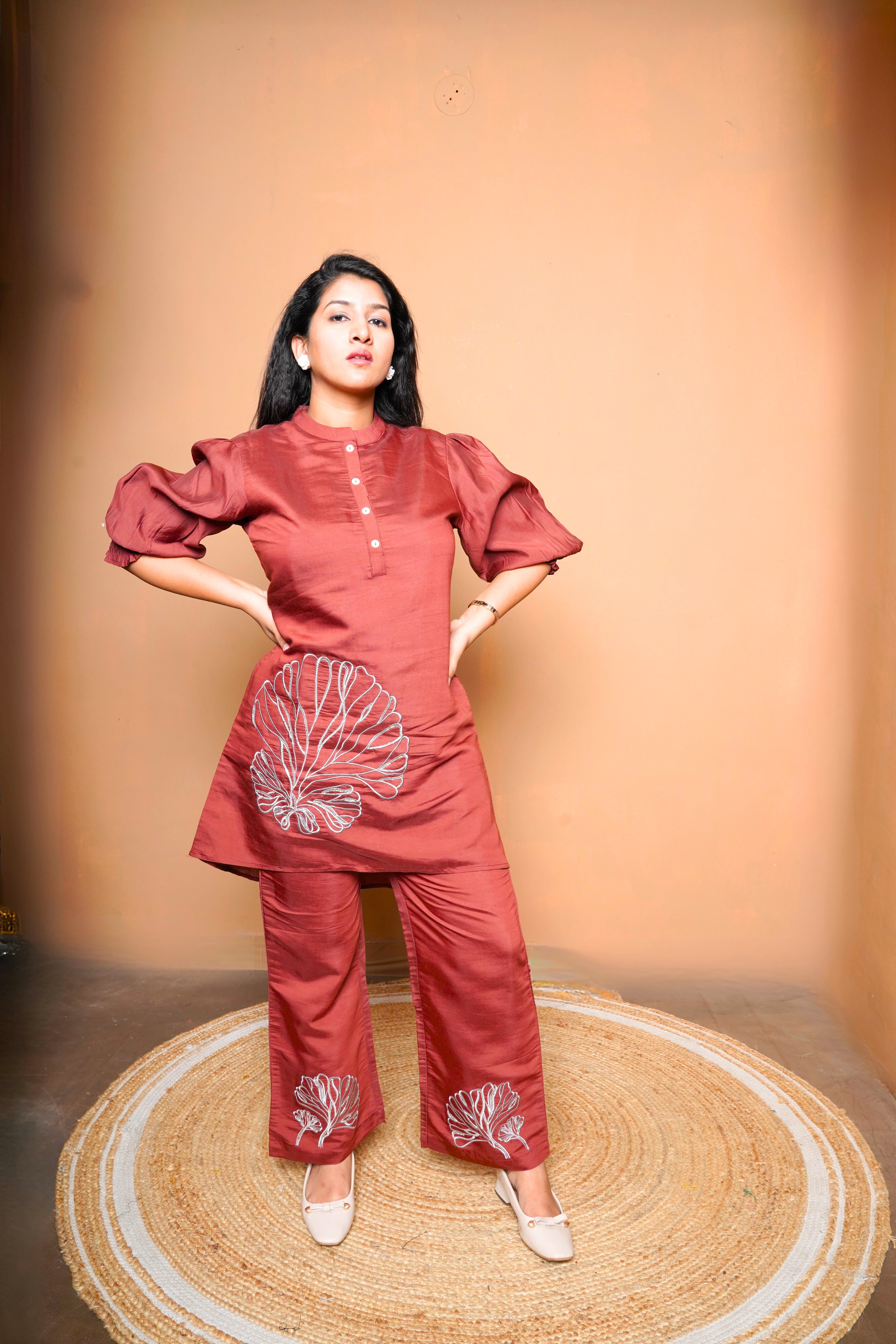 Brick Red Cotton Co-ord Set RAADVI