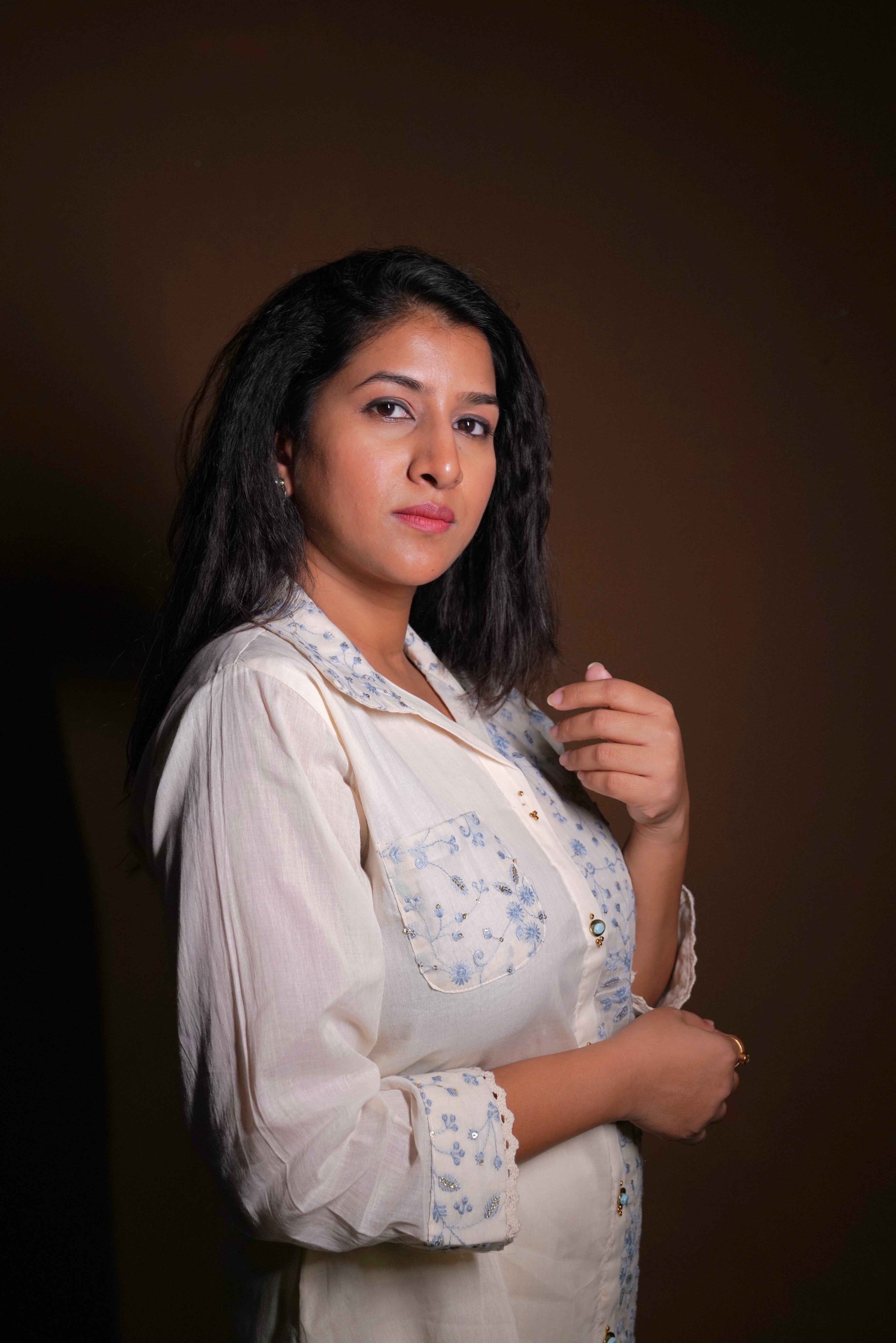 Embroidered White Cotton Silk Co-Ord Set RAADVI