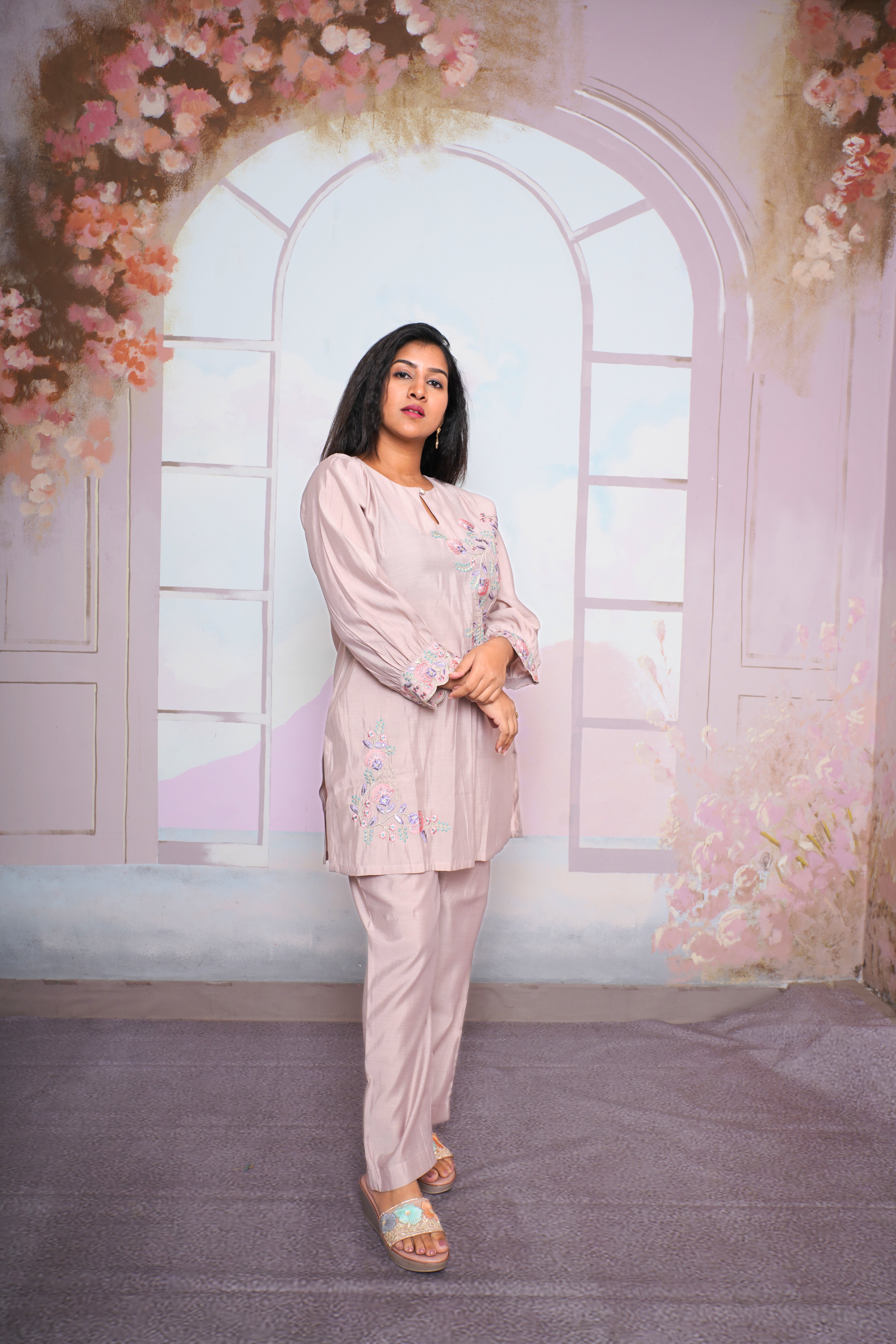 Beige Rayon Silk Co-ord Set RAADVI