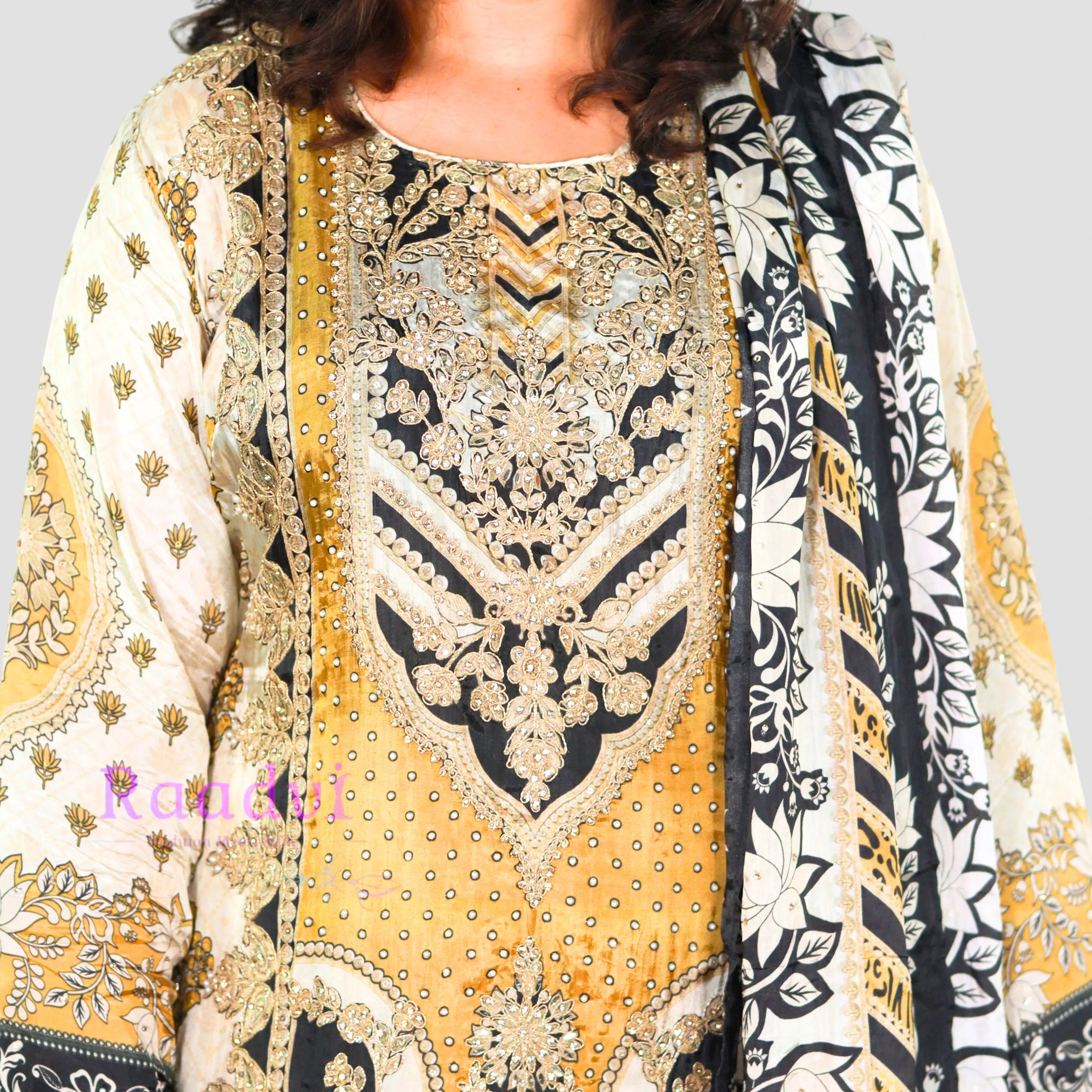 Embellished Gucci Digital Print Pure Crepe Suit RAADVI
