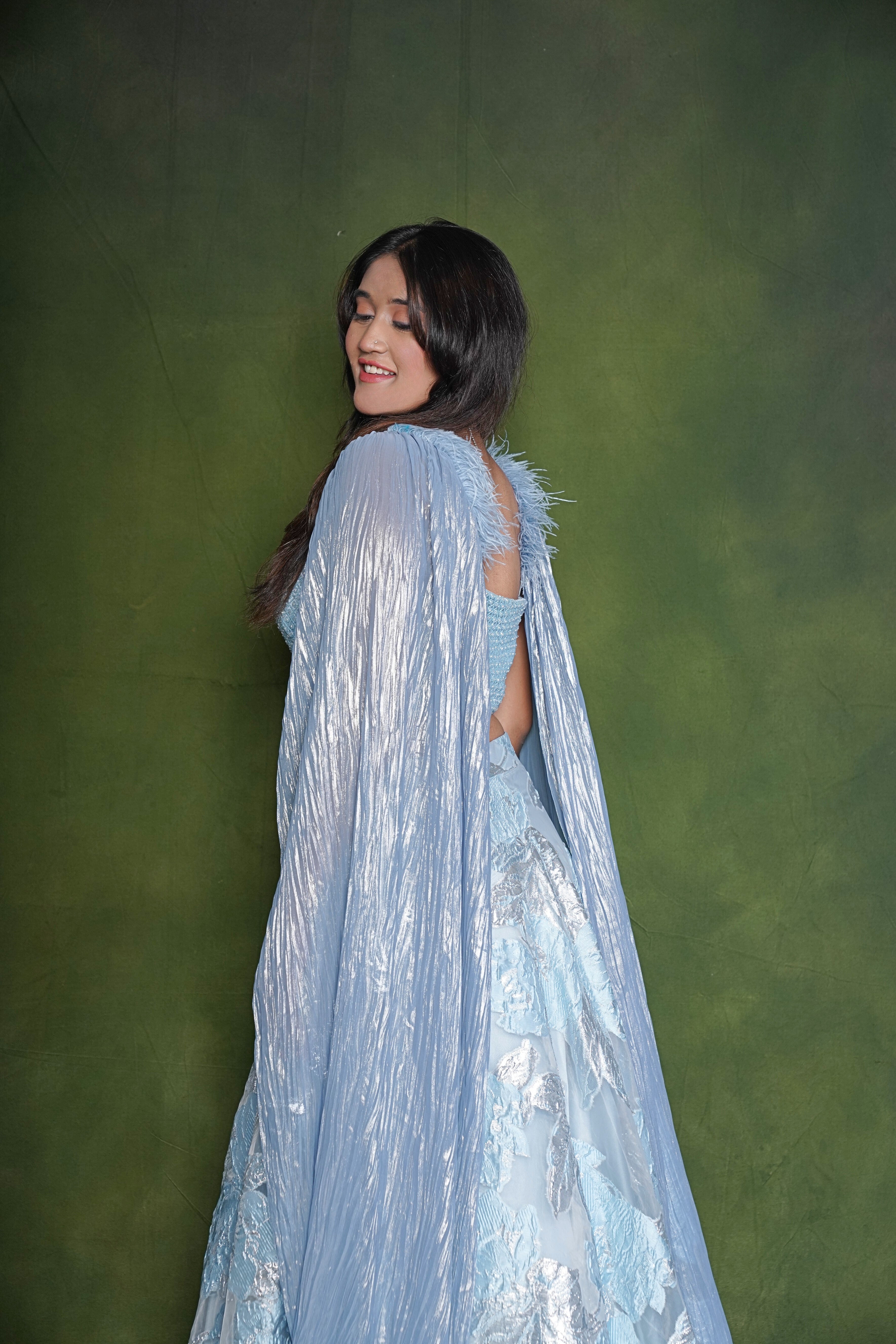 Embellished Sky Blue Lehenga RAADVI